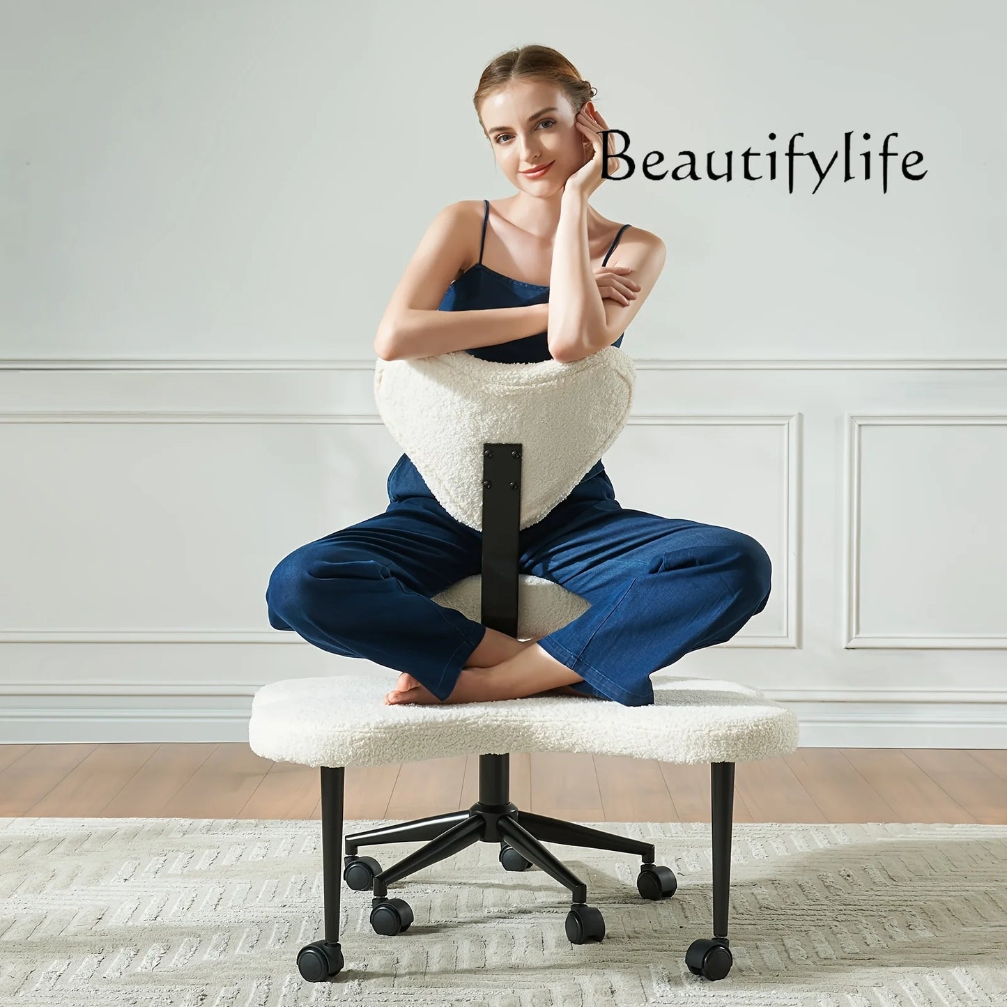 Cross Leg Chair - Meditation Chair with Wheels, ADHD Chair, Height Adjustable Seat, Adjustable Footstool
