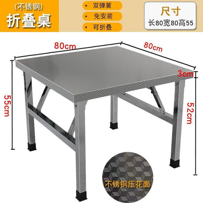 Square Folding Utility Table Home Restaurant Stainless Steel Dinner Tables Outdoor Indoor Portable Foldable Wedding Dining Table