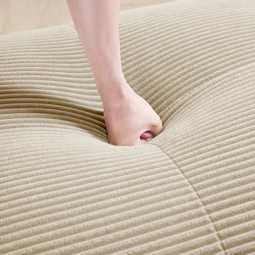 82'' Corner Sofa in Soft Cord Fabric, Modular Combined with Curved Armrests, Without Mounting, Highly Elastic Foam Upholstery