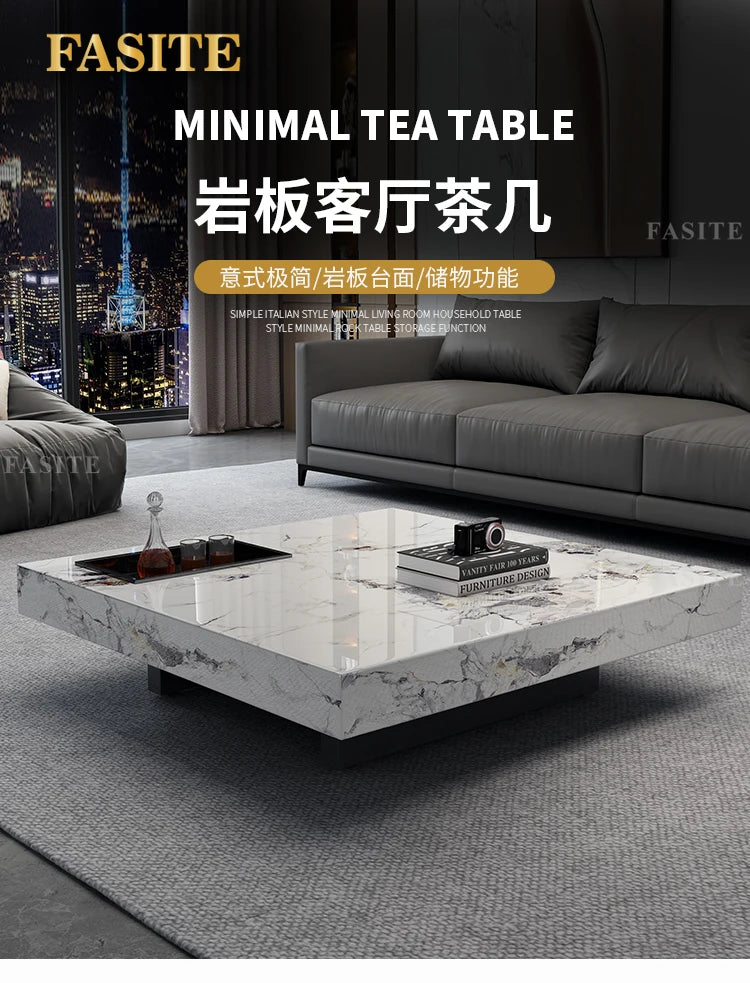 Marble Top Coffee Table Living Room Luxury Stone Rectangular Coffee Table Modern Topper Italian Table Home Furniture