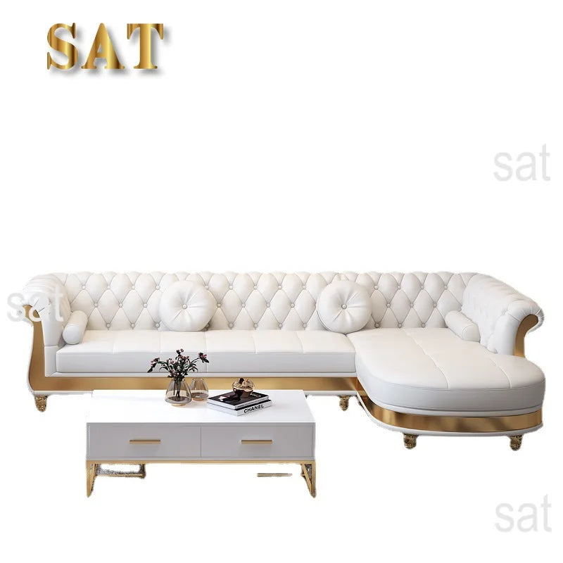 Italian Style Light Luxury Post-modern Sofa Small Apartment Leather First Floor Three-seat Sofa