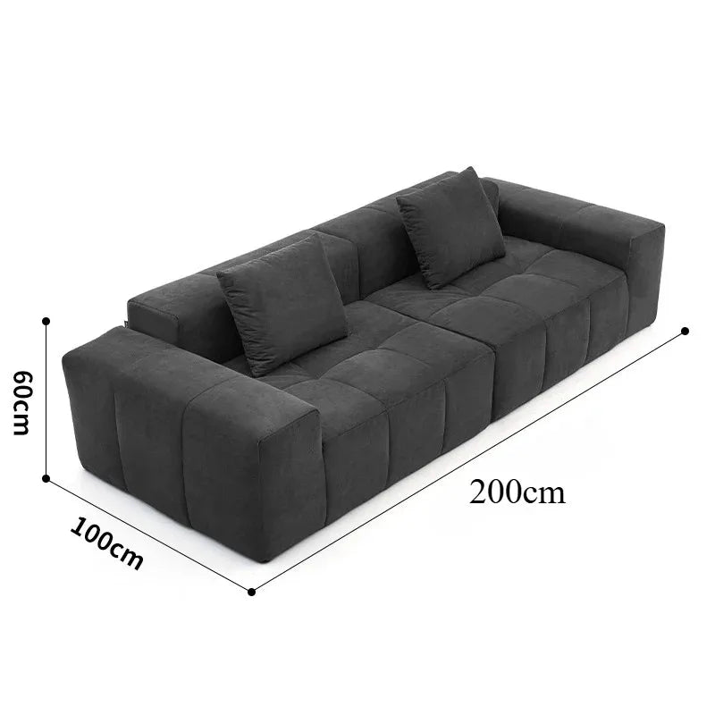 Full Sponge Compressed Fabric Sofa Modern Simple Living Room Couch Tofu Block Sofa Small Apartment Straight Row Combination Sofa
