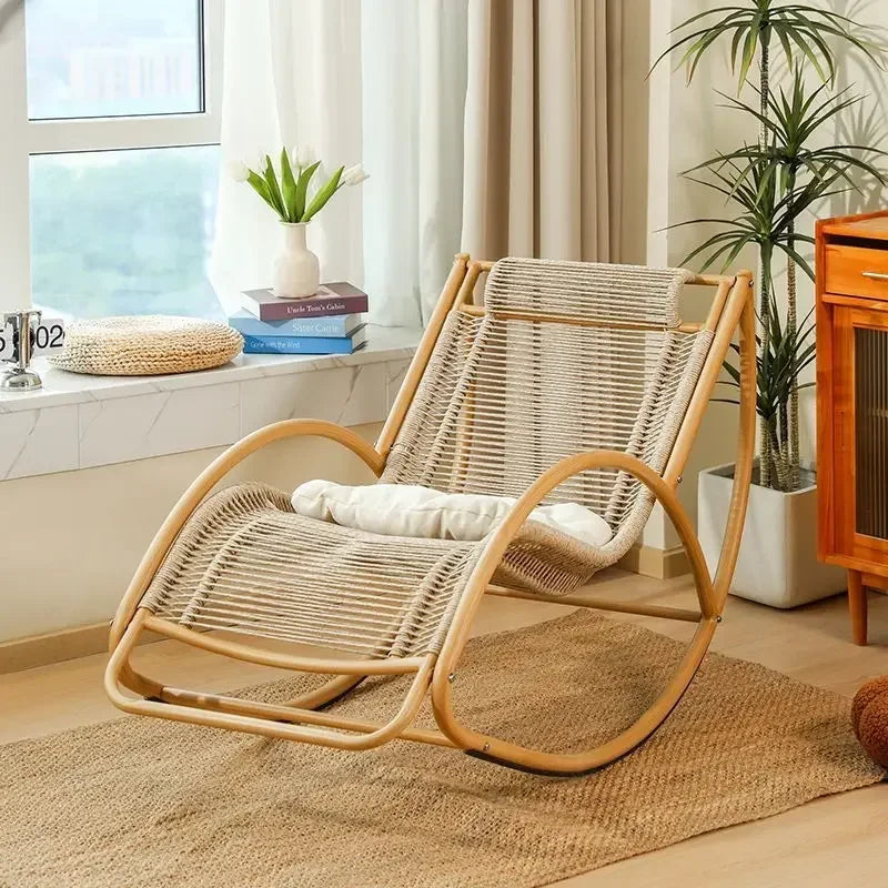 Balcony leisure rocking chair waterproof sunscreen courtyard recliner rattan