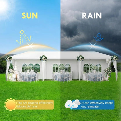 2026 10x30 Heavy Duty Party Tent with 8 Sidewalls Waterproof Outdoor Wedding Event Canopy White Backyard Garden, Custom