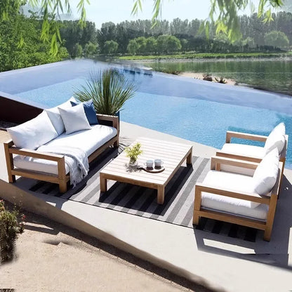 Nordic Designer Outdoor Sofas Villa Courtyard Wood Minimalist Design Garden Sofas Fashion Lawn Furniture Sillas Lshysf