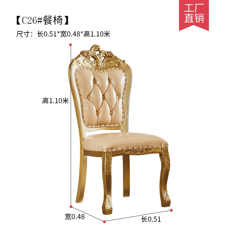 European dining table marble surface full solid wood carving flower home table and chair combination