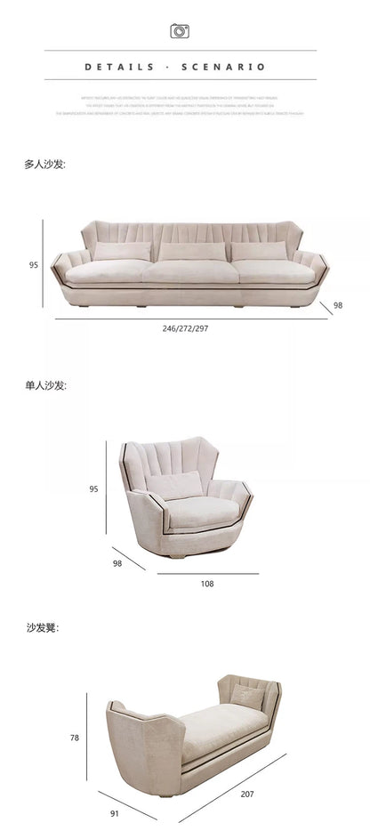 High-quality luxury white modern sofa with solid wood frame and metal, suitable for home or villa furniture