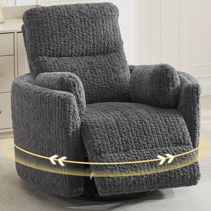 TODRANI Power Swivel Glider Rocking Recliner Nursery Chair with 2 Pillows, Reclining Chair with Type - C & USB Charger Ports