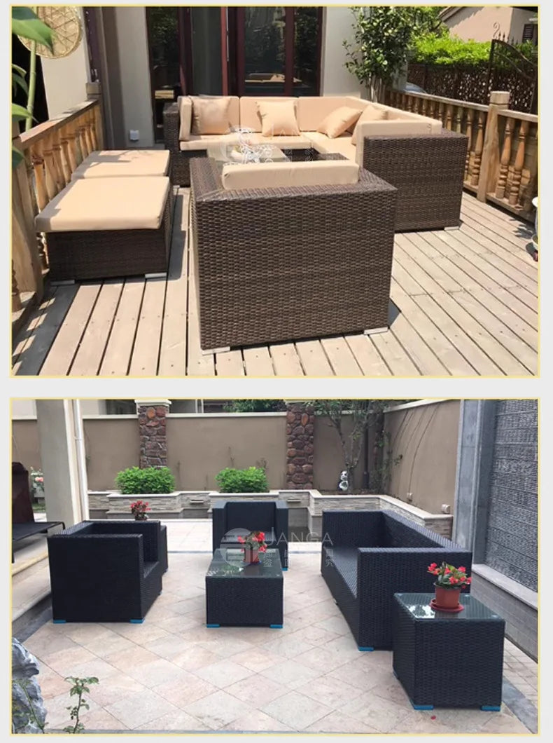 Outdoor villa courtyard sofa hotel B & B terrace waterproof sunscreen sofa furniture indoor and outdoor rattan weaving