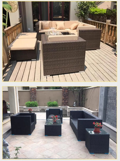 Outdoor villa courtyard sofa hotel B & B terrace waterproof sunscreen sofa furniture indoor and outdoor rattan weaving