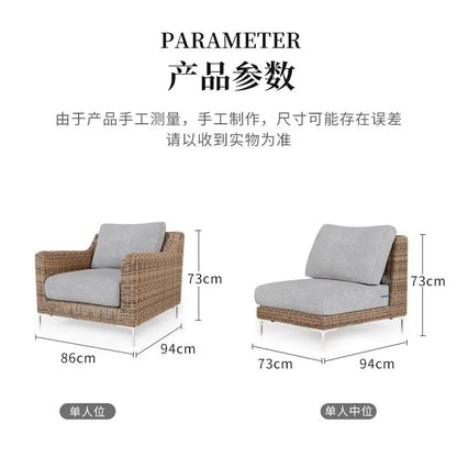 Nordic Outdoor Sofa - Round Rattan-Style Corner Set For Courtyards, Balconies, And Hotels Sun-Resistant