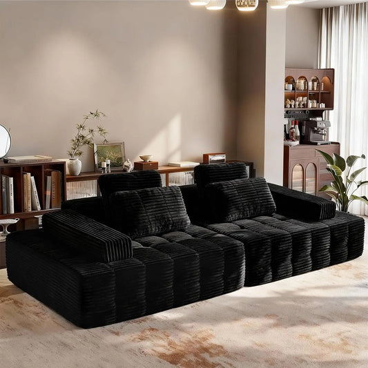 113" Modular Sectional Sofa with Movable Handrails - No Assembly Required, Deep Seat Memory Foam Couch for Living Room, Comfy Co