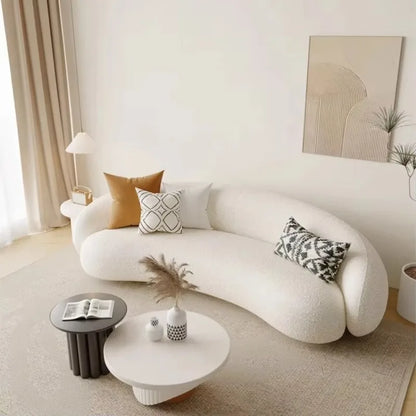 Cream curved sofa soft sofa living room bedroom dual use