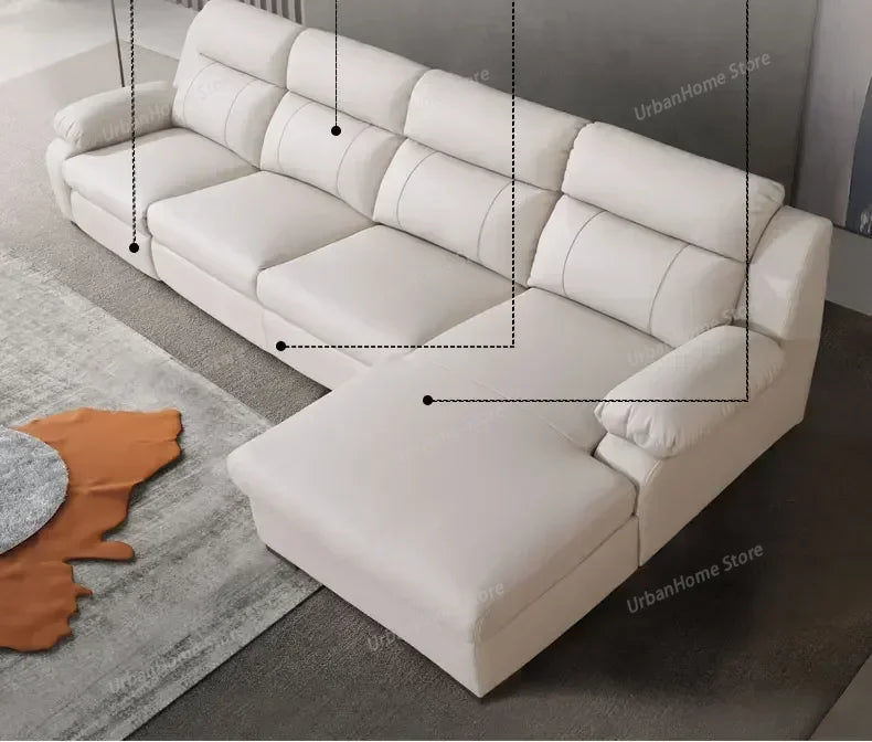 L-shaped Living Room Sofa Leather Electric Recliner Sofa Multi-functional Sofa Bed Folding Small Furniture with Storage Space
