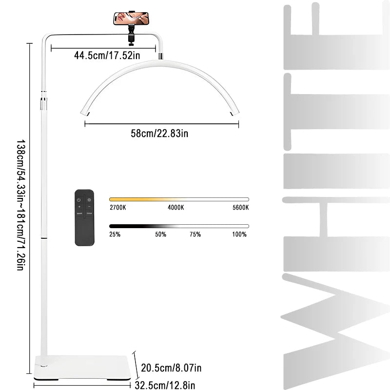 Half Moon Floor Standing Fill Light 40W Dimmable For Beauty Salon Beauty Trimming & Massage LED Lighting Fixtures