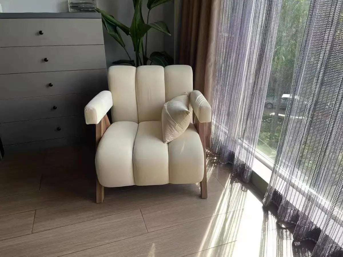 Nordic Wood Living Room Chairs Modern Living Room Sofas Home Balcony Single Leisure Back Armchair Fabric Sofa Chair Furniture