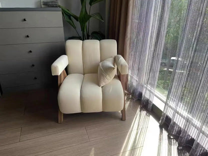Nordic Wood Living Room Chairs Modern Living Room Sofas Home Balcony Single Leisure Back Armchair Fabric Sofa Chair Furniture