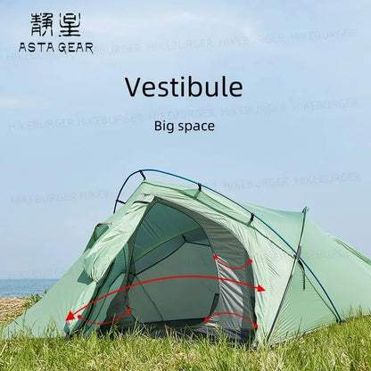 2 Person Ultralight Backpacking Tent 1.69kg 5000mm Waterproof 10D Nylon Triple Cross Pole Tent for Camping Hiking Trekking