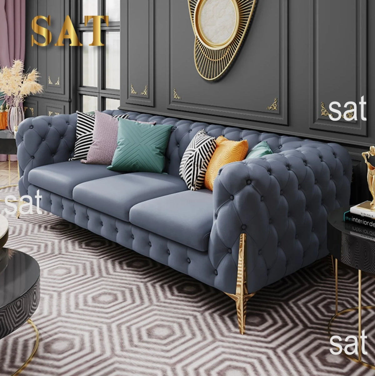 leather sofa setLight luxury sofa combination high-end living room furniture  Italian stainless steel modern art