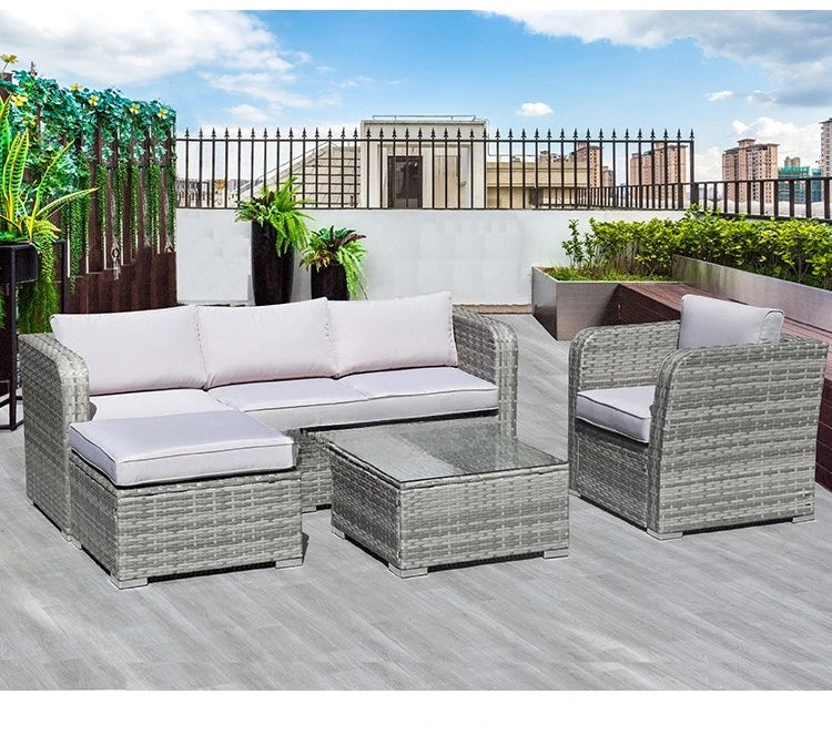 Outdoor leisure rattan sofa outdoor open-air garden courtyard waterproof and sunscreen leisure hotel bed and breakfast terrace c