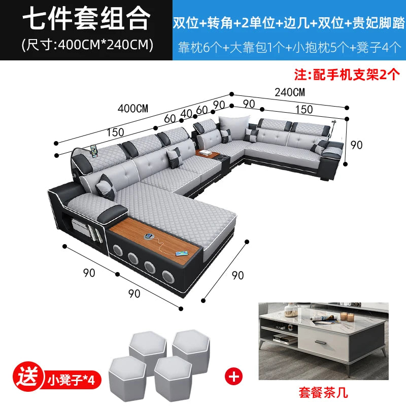 New multi-functional sofa simple modern living room large corner removable and washable technology cloth sofa combination furnit