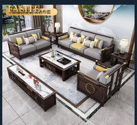 New Chinese-style solid wood sofa combination modern simple Zen Chinese style living room concubine corner wooden light luxury