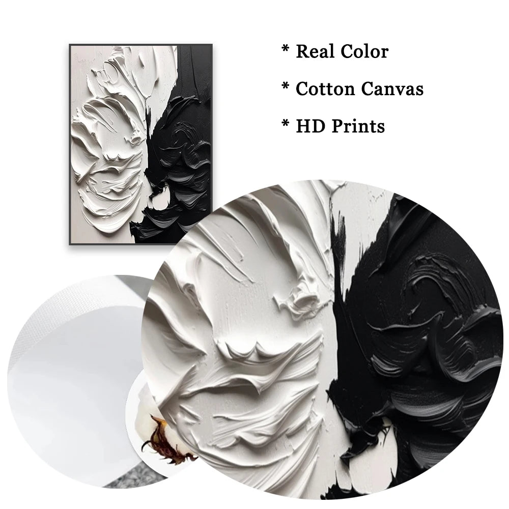 Large Black and White Abstract Poster Abstract Texture Prints Canvas Painting Modern Bedroom Canvas Painting Home Room Decor