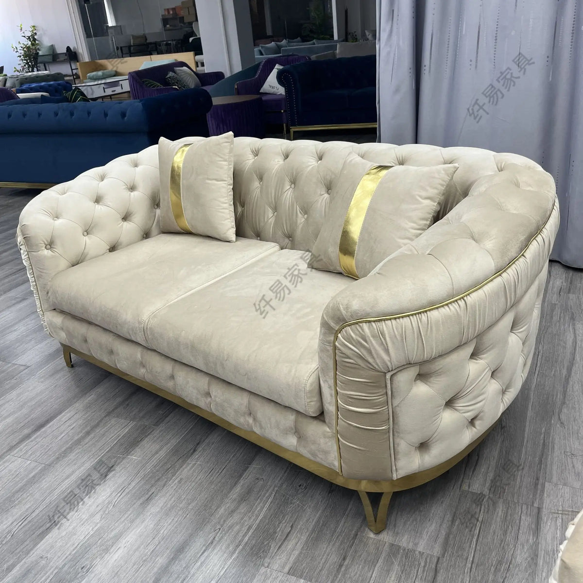 Italian light luxury fabric sofa combination modern minimalist velvet villa furniture