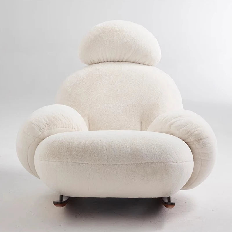 Large Rocking Living Room Chair Recliner White Comfortable Modern Chair Nordic Luxury Fluffy Mecedoras De Adultos Home Furniture