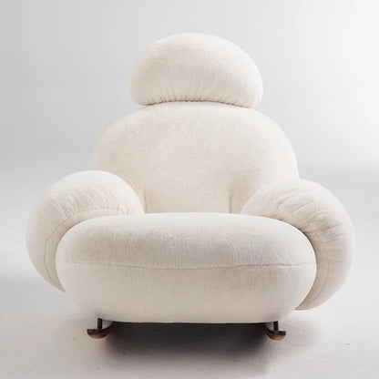 Large Rocking Living Room Chair Recliner White Comfortable Modern Chair Nordic Luxury Fluffy Mecedoras De Adultos Home Furniture
