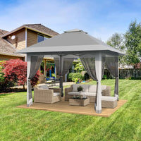13x13Ft Pop Up Canopy Tent, One Push Setup Outdoor Gazebo With Mosquito Netting, Waterproof UV Protection Instant Shade Shelter