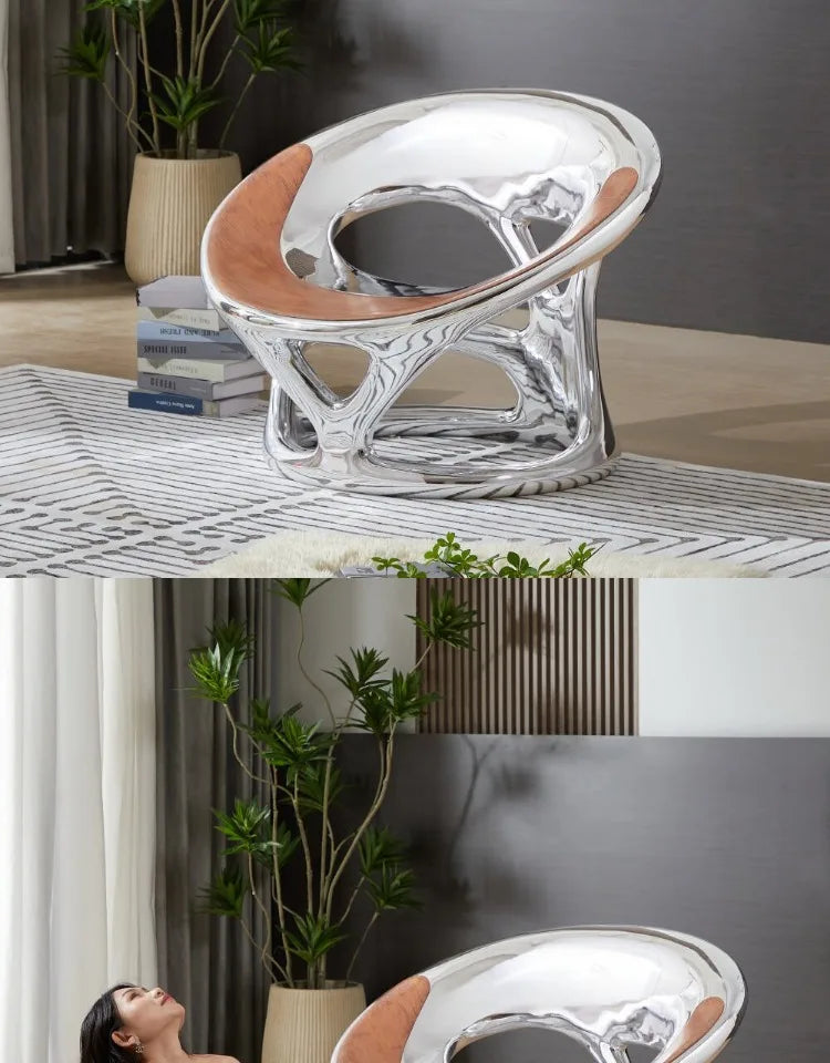 Nordic designer creative leisure chair living room balcony single sofa negotiation chair hollow electroplating chair