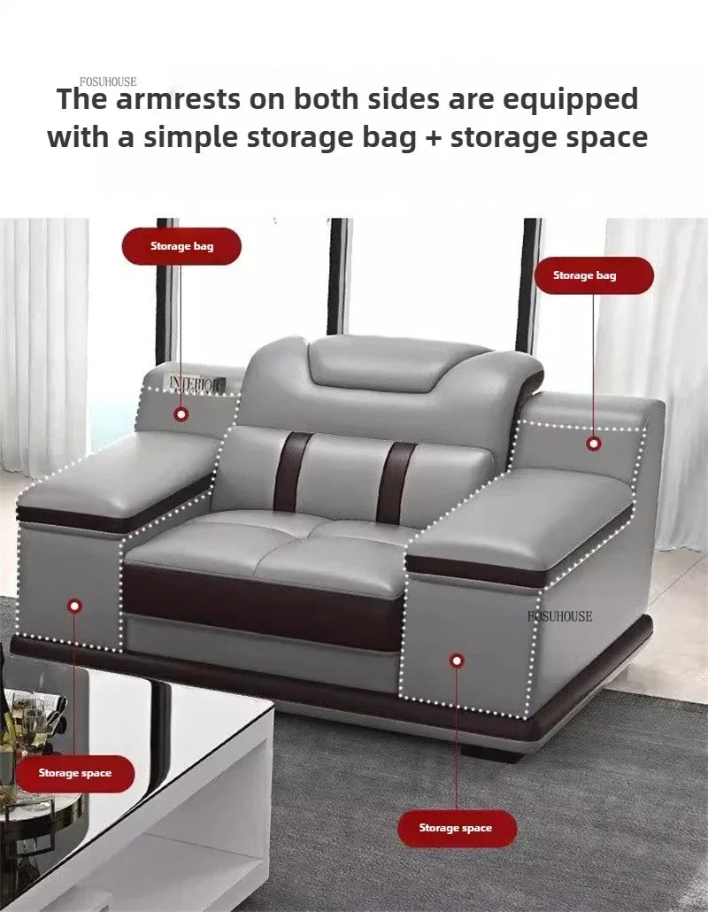 Modern Artificial Leather Living Room Sofa Combination Luxury Chaise Longue High-end Sofas Living Room Furniture