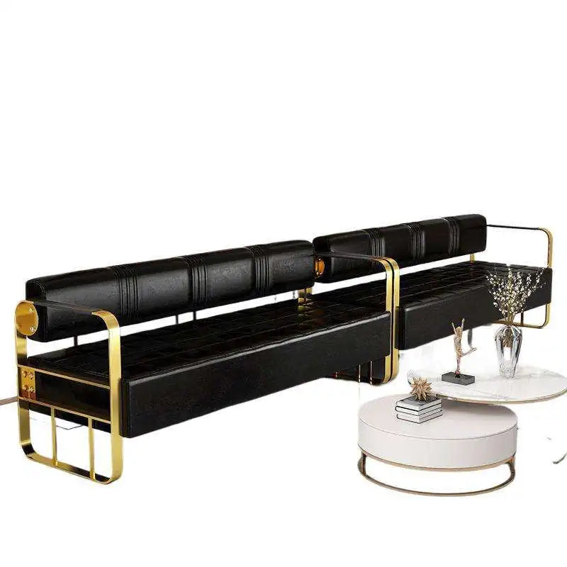 Factory Wholesale Price Gold Salon Waiting Chair Long Chair Multi-chair Waiting Sofa Hall Waiting Sofa