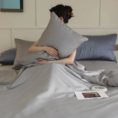 100% Silk 3pcs Bedding Set Natural Mulberry Silk Duvet Cover Set with 2pcs Pillowcase Solid Color Quilt Cover Pillow Case Luxury