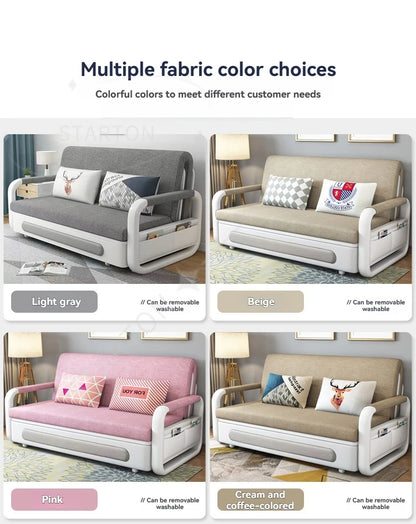 Foldable Living Room Multifunctional Sofa Bed Fabric Sponge Filled Sitting and Lying Sofa Bed With Storage