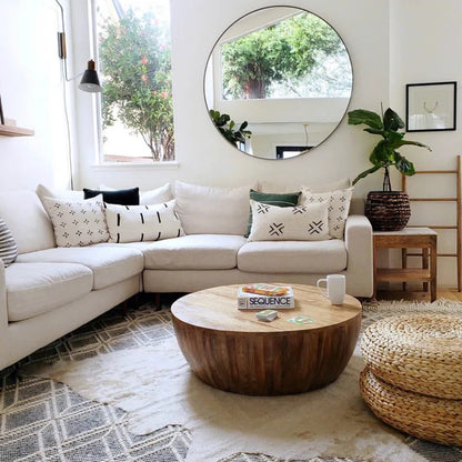 American light luxury round coffee table solid wood living room small apartment round tea table