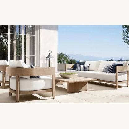 Outdoor Garden Sofas Patio Balcony Outside Couch Teak Wood Garden Furniture Sofa with Cushion Sofa