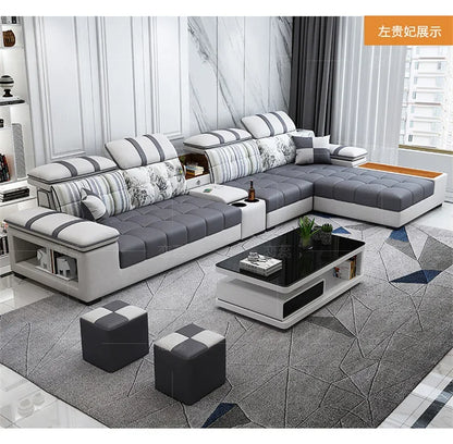 Nordic Luxury Technology Cloth Sofa for Living Room Furniture Modern Living Room Sofa Combination Large Apartment Sofa Set u