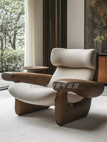 X New Medieval Solid Wood Single Sofa Chair Original Art Model Room Club Exhibition Hall Leisure Chair