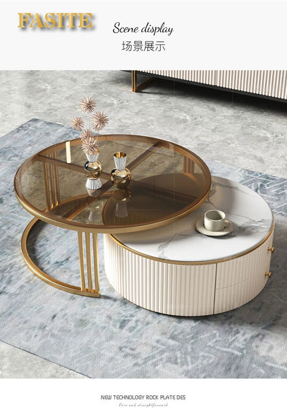 Commercial Rock Board Light Luxury And Simple Modern Small Unit Living Room Glass Coffee Table Table