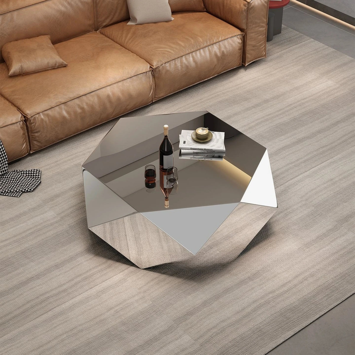 Z Living Room Home Designer Style Light Luxurymodern Minimalist Irregular Stainless Steel Diamond Coffee Table Mesa Auxiliar Roo