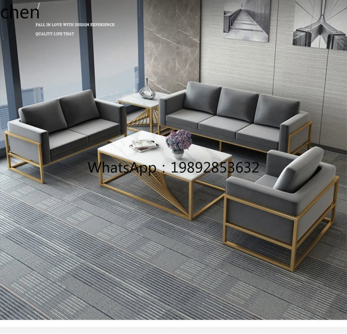 Lobby Sofa Chair Leisure Rest Area Meeting Reception Booth Sofa Table and Chair