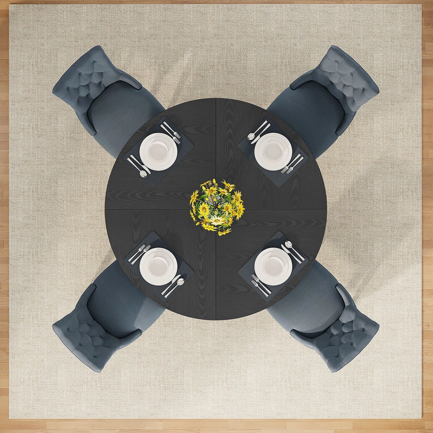 Tribesigns Round Dining Table for 4, 47 Inch Farmhouse Kitchen Table Small Dinner Table Kitchen Dinning Table for Dining Room