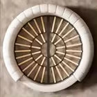 Design Round Bed Frame Nordic Twin Queen Bed Room Furniture Set Upholstered Beige Tufted Boucle Fabric Double Marshmallow