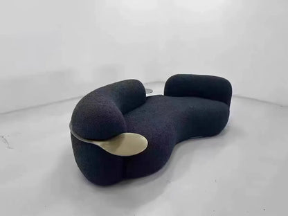 Cream wind creative curved sofa light luxury Italian minimalist pea small apartment guest leisure lamb wool fabric sofa