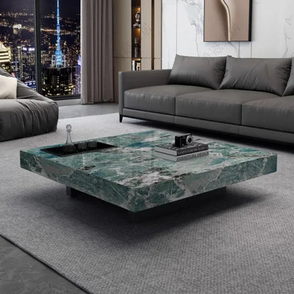 Marble Top Coffee Table Living Room Luxury Stone Rectangular Coffee Table Modern Topper Italian Table Home Furniture