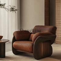 HJ Modern Light Luxury Lazy Solid Wood Single Sofa Chair Soft Decoration Living Room Leisure Armrest Balcony Deckchair