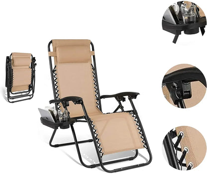 Homfa Garden Sun Lounger Set with Table Folding Adjustable Zero Gravity Recliner Chair Seat Indoor/Outdoor