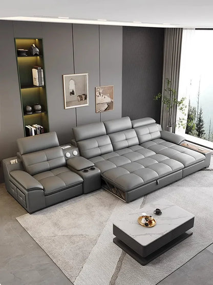 functional sofa, electric adjustable modern living room, storage princess, smart head, etc., dual-purpose leather sofa bed